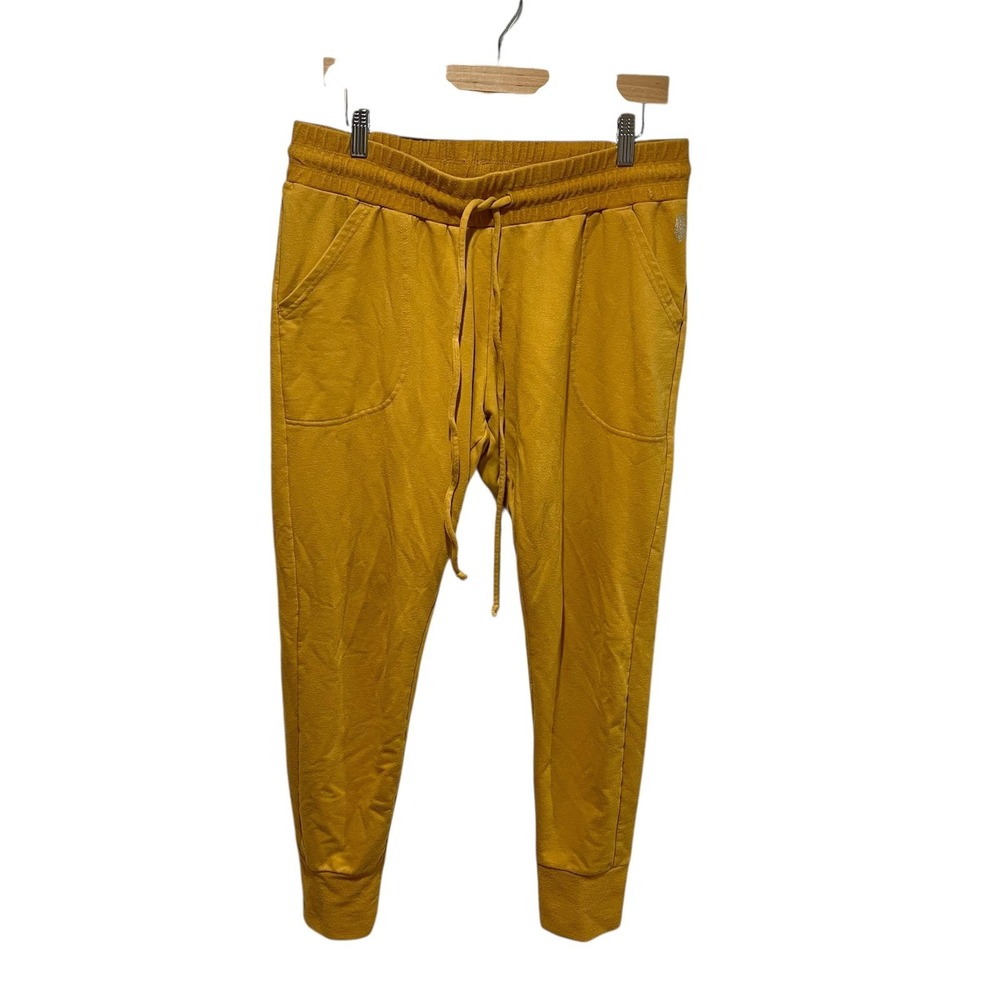 FP Movement Pants Womens Large Yellow Mustard Jogger Drawstring Athletic Stretch